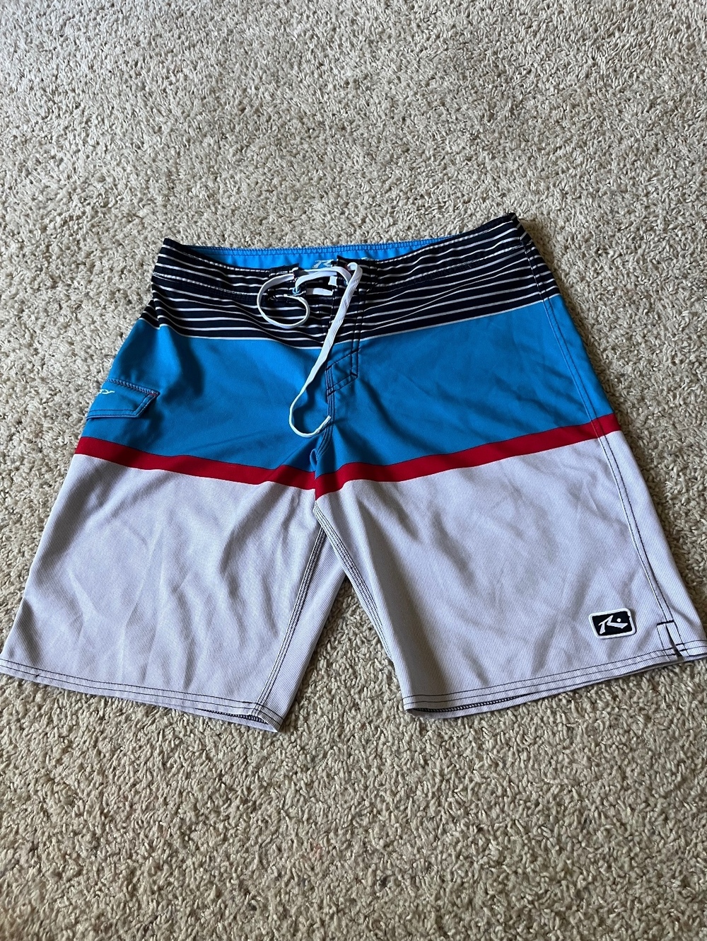Rusty Y2K Colorblock Board Shorts Size 35/36
